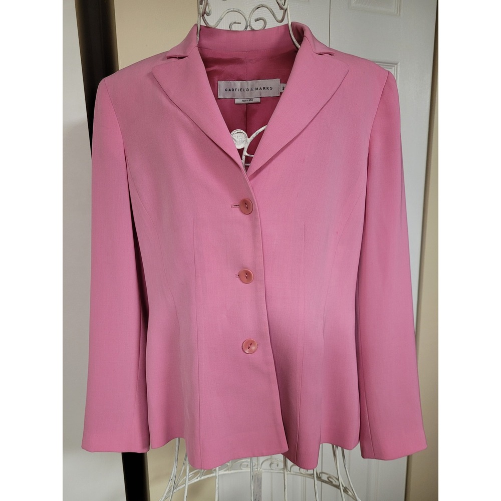 Garfield & Marks Pink 3 Button Blazer Jacket USA Womens Professional Size 2